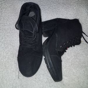 Black laced ankle booties